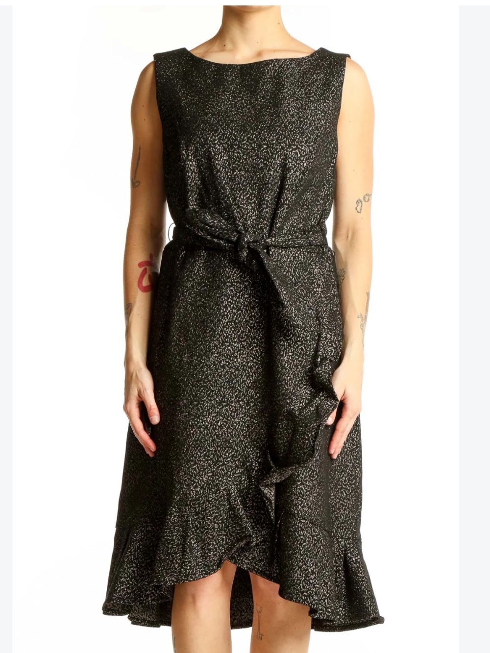 Calvin Klein Black gold Metallic /black Dress size 10